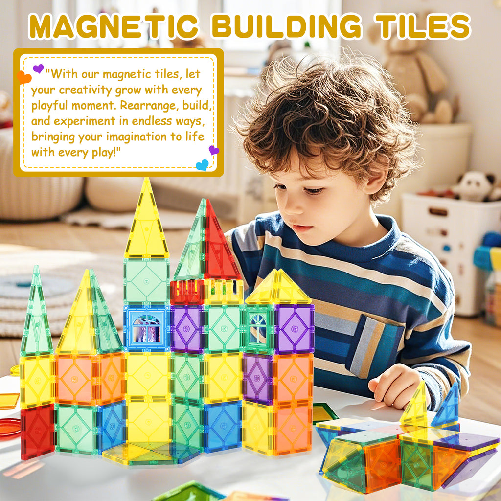 Montessori Magnetic Tiles – 104 PCS Educational Toy for Kids (Ages 3+)
