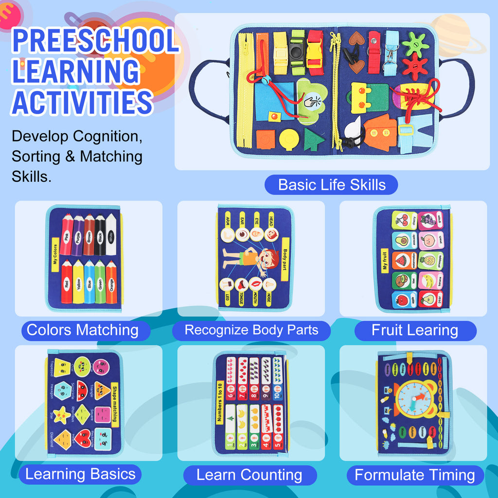 Montessori Busy Board & Busy Book (Ages 2–4) – Sensory Learning Toy