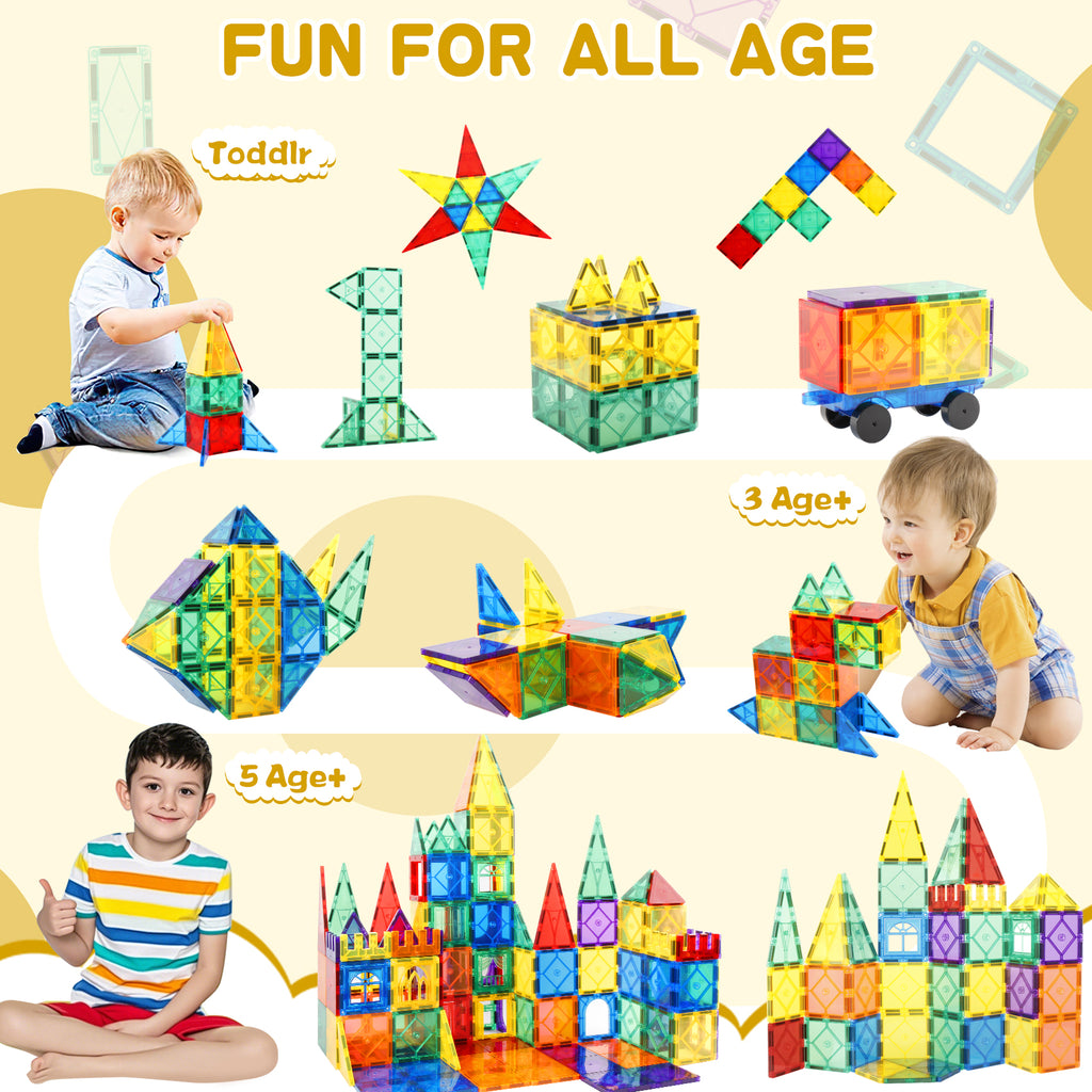 Montessori Magnetic Tiles – 104 PCS Educational Toy for Kids (Ages 3+)